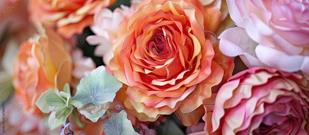 A creative arts image showing a close up of a beautiful bouquet of flowers in a vase, featuring various blooming plants such as roses and other flowering plants from the rose family A creative arts image showing a close up of a beautiful bouquet of flowers in a vase, featuring various blooming plants such as roses and other flowering plants from the rose family