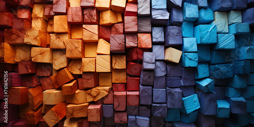 Multi colored bricks, like a puzzle where each element is an integral part of a large pict