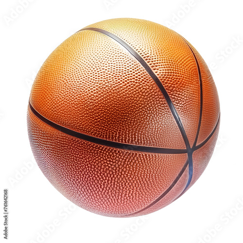 Basketball isolated on a white background as a sports and fitness symbol of a team leisure activity playing with a leather ball dribbling and passing in competition tournaments.  © S A H I N 