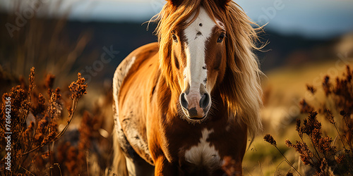 The affectionate, warm eyes of the wild horse, full of freedoms and wild beauty