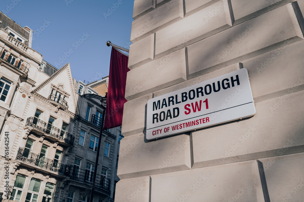 Street name sign on a wall in Marlborough Road in London, UK. Street name sign on a wall in Marlborough Road in London, UK.