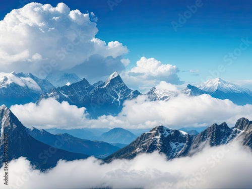 Mountain landscape with clouds and sky background © REZAUL4513