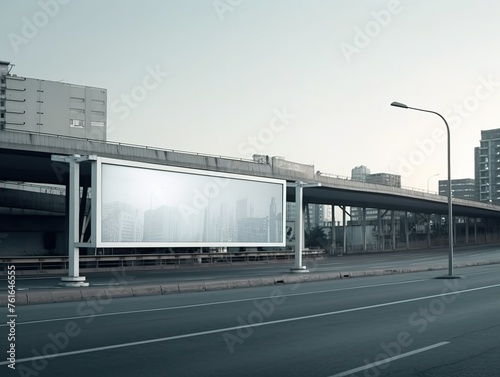 Urban Blank Screen Display Mockup ,white Billboard Advertising ,Generative AI