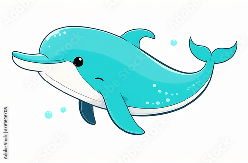 Illustration of a cute dolphin drawn on a white background