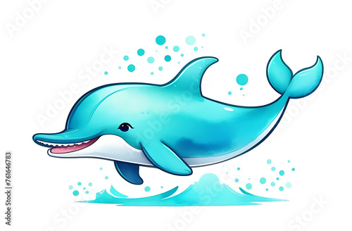 Illustration of a cute dolphin drawn on a white background