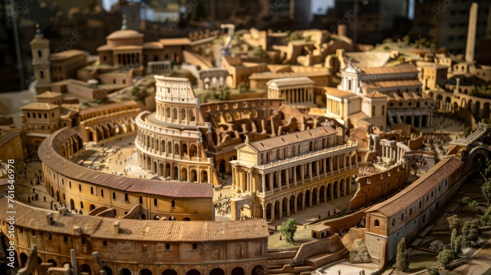 model of the ancient Roman coliseum in a real museum in high resolution and high quality. concept models, history