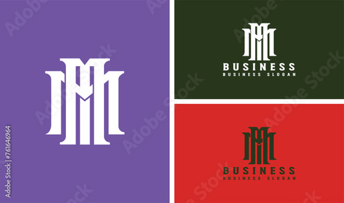 Elegant simple minimal luxury san serif font alphabet double letter MM monogram logo design M and M Design Template 