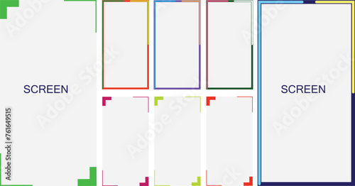 Smartphone outline icon. Mobile or cell phone screen frame design. Modern smart device line silhouette. Vector illustration.screen colourful