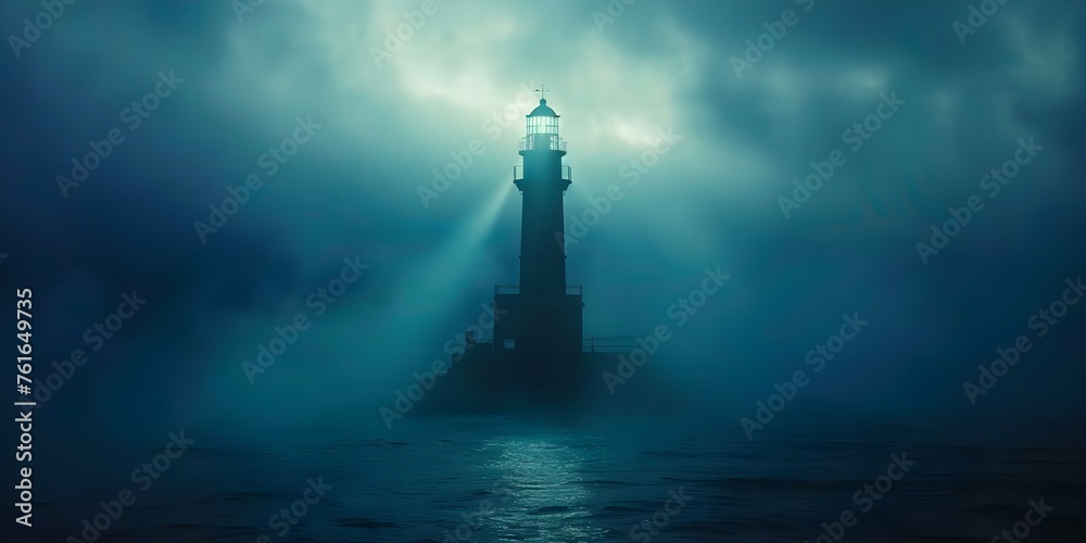 Guiding Ships to Safety: The Powerful Light of a Lighthouse. Concept Nature, Maritime, Guiding, Safety, Lighthouse