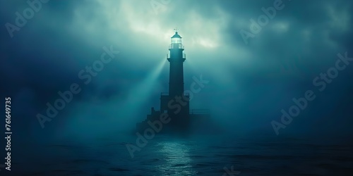 Guiding Ships to Safety: The Powerful Light of a Lighthouse. Concept Nature, Maritime, Guiding, Safety, Lighthouse