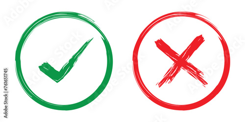 Free Download tick and cross button, brush painted vector symbol on transparent background. - GFXLoad