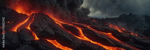 Lava flow descending from the volcano