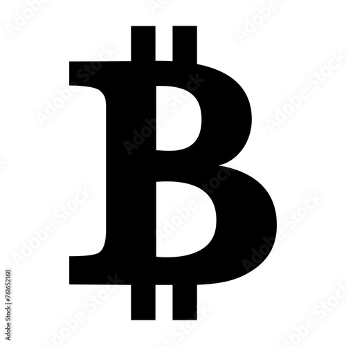 Bitcoin black silhouette crypto coin symbol isolated vector illustration.Cryptocurrency sign.Trading financial market clipart cutout design element. Investment digital currency. Blockchain technology
