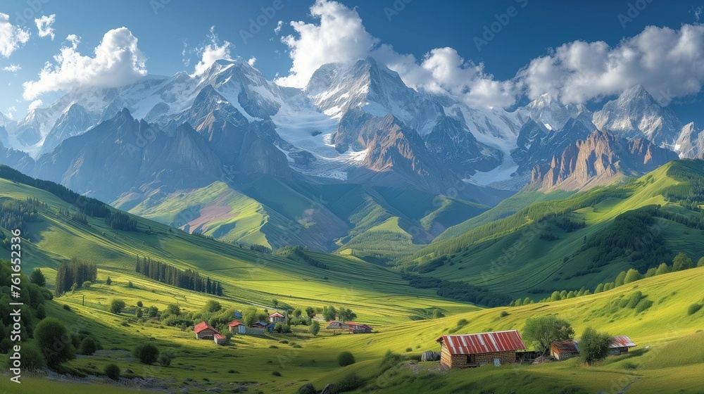 Panoramic View of the Greater Caucasus Range, generative ai Panoramic View of the Greater Caucasus Range, generative ai