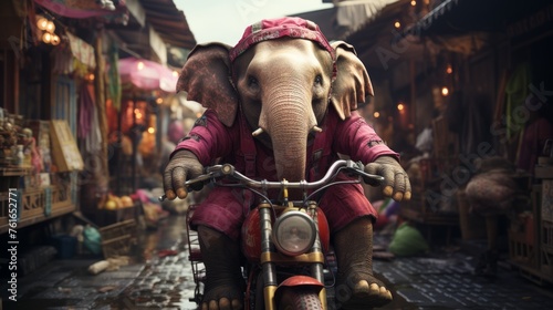 Elephant Riding Motorcycle