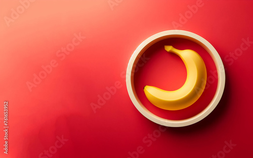 Slices Of Sweet Ripe Banana Pieces Mango And Coconut Pulp On red Background, generative ai