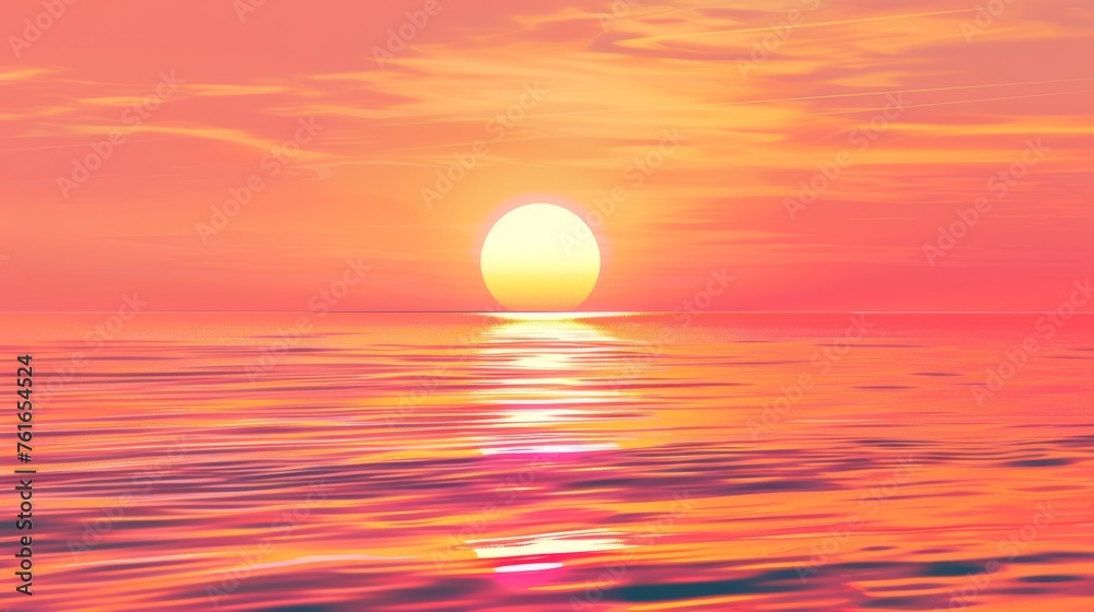 Tranquil Evening Ocean View with Vibrant Sunset