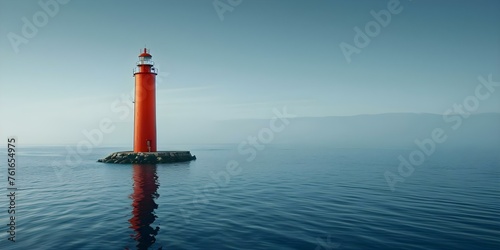 A beacon of safety offshore lighthouse providing guidance to ships at sea. Concept Maritime Safety, Offshore Lighthouse, Nautical Navigation, Guidance for Ships, Coastal Beacon