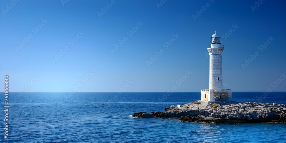 Guiding Ships to Safety: The Offshore Lighthouse as a Beacon of Hope. Concept Maritime Safety, Offshore Lighthouses, Navigation Aids, Nautical Beacons, Seafaring History