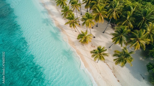 Tranquil aerial view of maldives island beach  luxury resort amid exotic tropical landscape © Eva