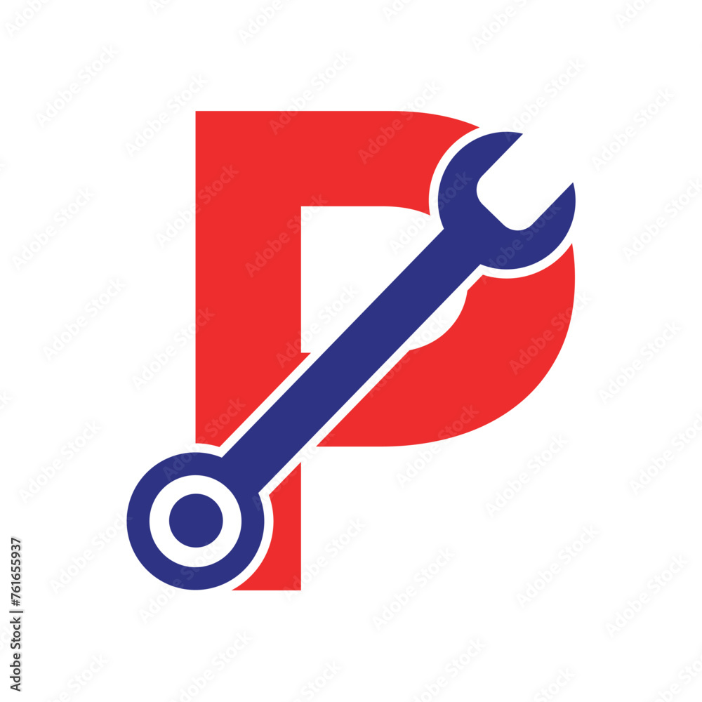 Wrench logo combine with letter P vector template Wrench logo combine with letter P vector template