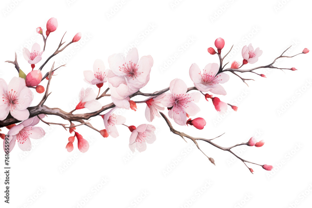 Watercolor blossom branch clipart isolated on transparent background Watercolor blossom branch clipart isolated on transparent background