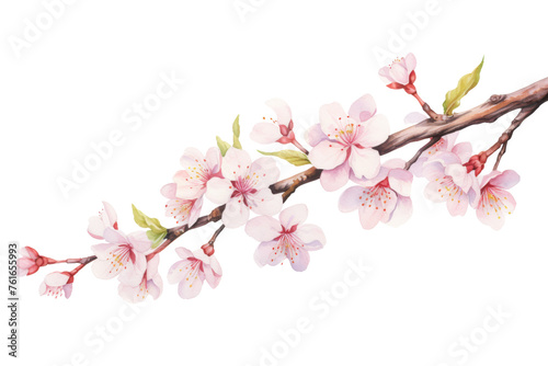 Watercolor blossom branch clipart isolated on transparent background © Natawut