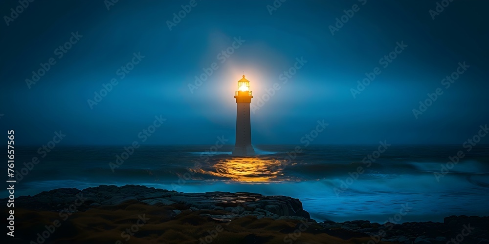 A powerful image a guiding light from a lighthouse in the dark. Concept Photography, Lighthouse, Light Beam, Darkness, Inspiration
