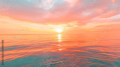 Orange and Pink Sunset Glow Over Calm Ocean