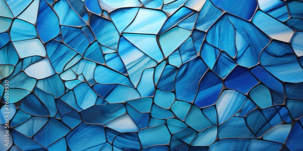 Close Up Blue Mosaic Tile Generative AI Close Up Blue Mosaic Tile Generative AI