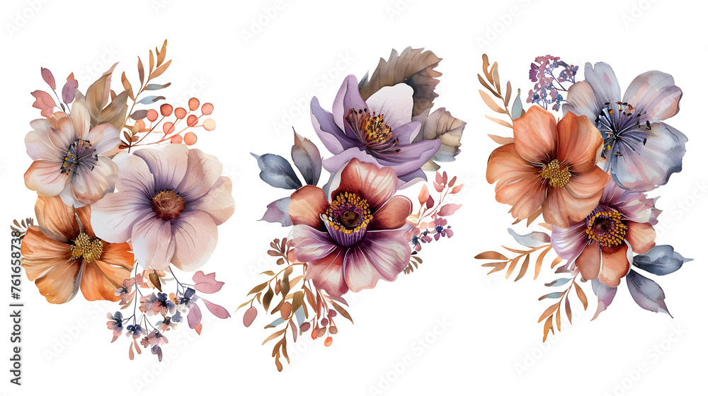 Obraz premium Elegant Watercolor Floral Bouquets for Wedding