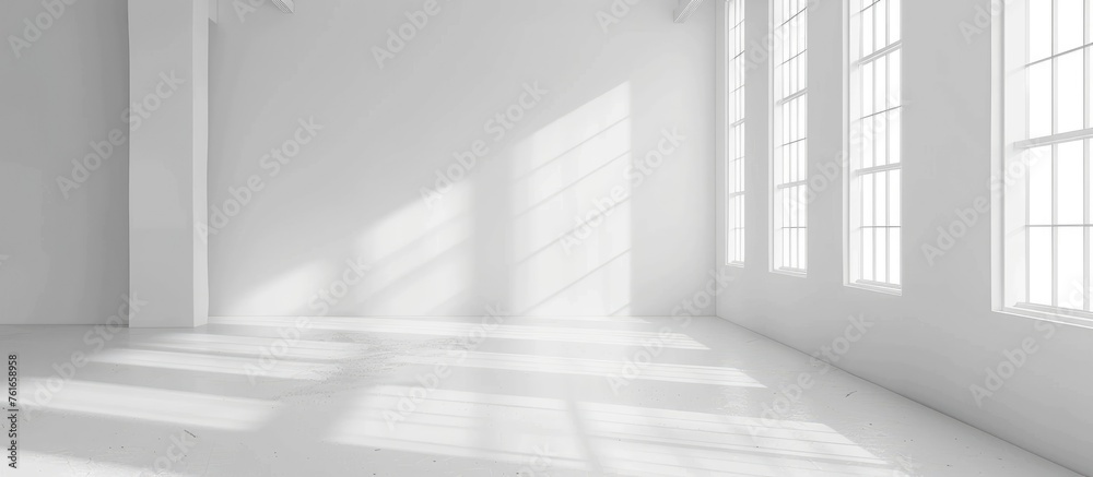 Obraz premium Minimal empty room with white color scheme.