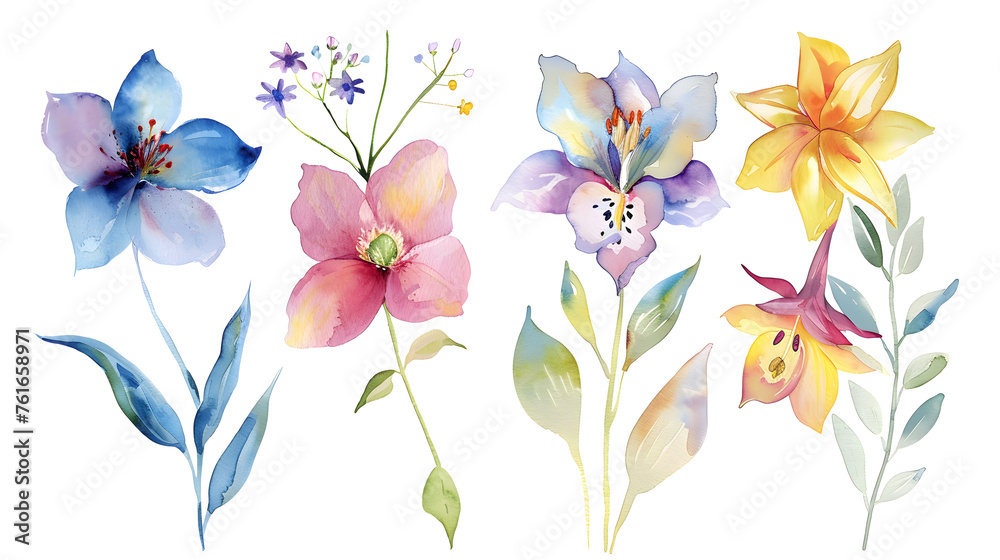 Delicate Watercolor Fairy-tale Flora - obrazy, fototapety, plakaty 