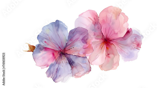 Soft Pink Watercolor Flowers Isolated