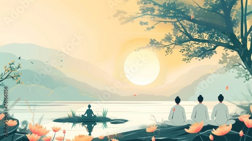 Guided Meditation in a Peaceful Outdoor Setting Illustration