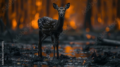 A deer in the burning forest © frimufilms