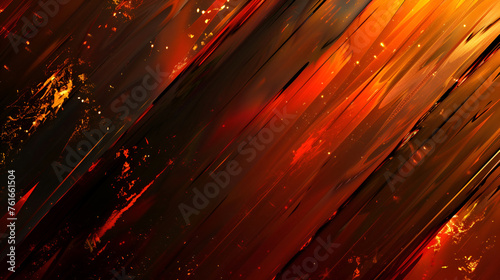 Luminous streamer - neon bright lines on black background, Dark red background with perspective effect and diagonal tilt - 3d illustration