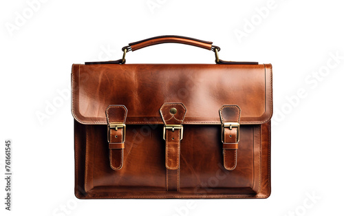 Classic Leather Briefcase with No Background