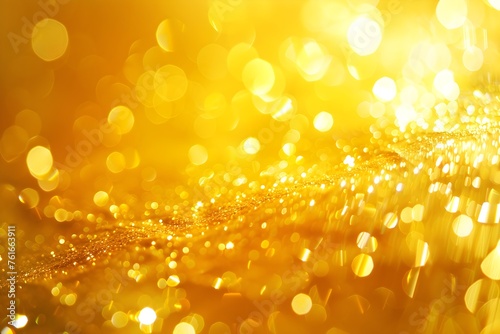 Radiant Gold Background with Bokeh Lights: A Festive Backdrop