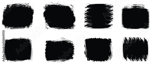 Set of grunge square template backgrounds. Vector black painted squares or rectangular shapes.Set of grunge square template backgrounds. Vector black painted squares or rectangular shapes. Hand drawn  photo