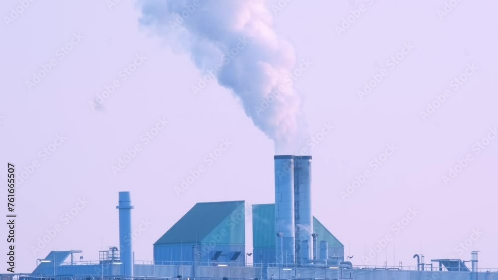 dramatic view factory with steam coming out of chimney, rising into sunset sky, captures power and industry, environmental impact of industrialization, sustainable practices of modern world dramatic view factory with steam coming out of chimney, rising into sunset sky, captures power and industry, environmental impact of industrialization, sustainable practices of modern world