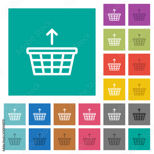 Shopping basket remove outline square flat multi colored icons