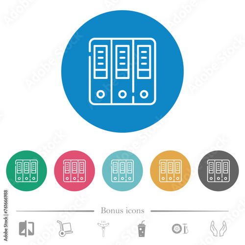 Binders outline flat round icons