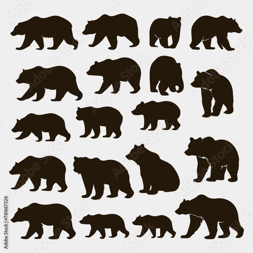 flat design bear silhouette collection