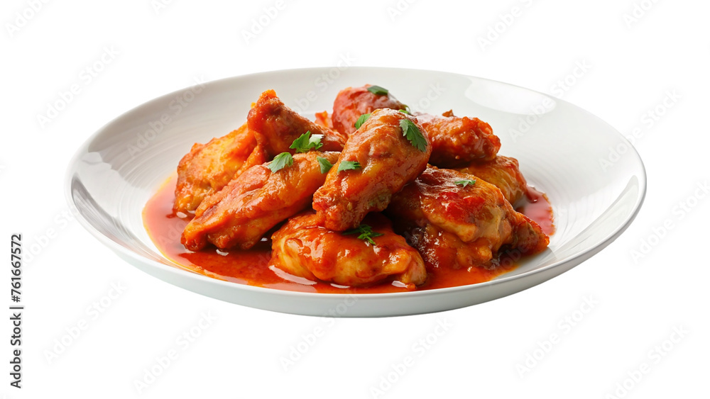 White plate of chicken wings. isolated on transparent background. White plate of chicken wings. isolated on transparent background.