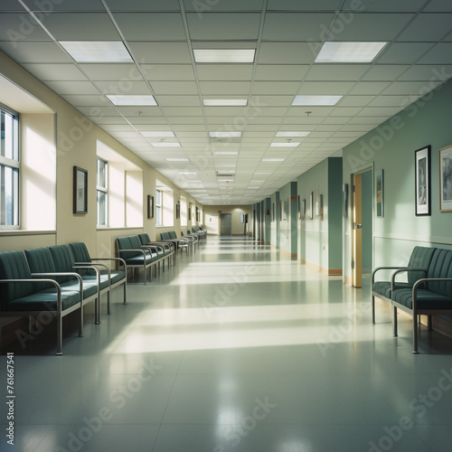 long corridor in a hospital.