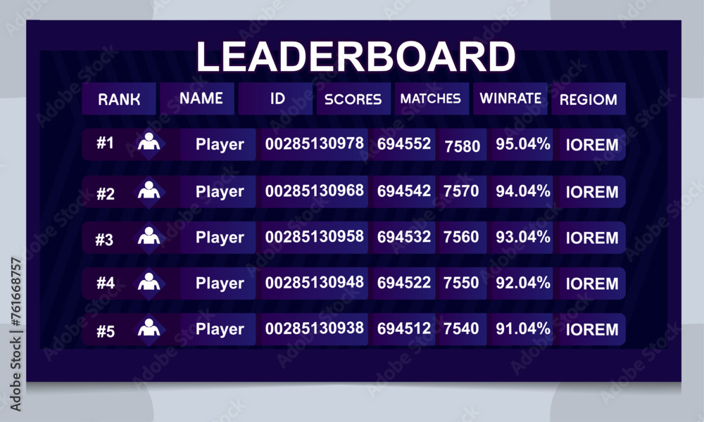 Fototapeta premium abstract game leaderboard design, leaderboard template design