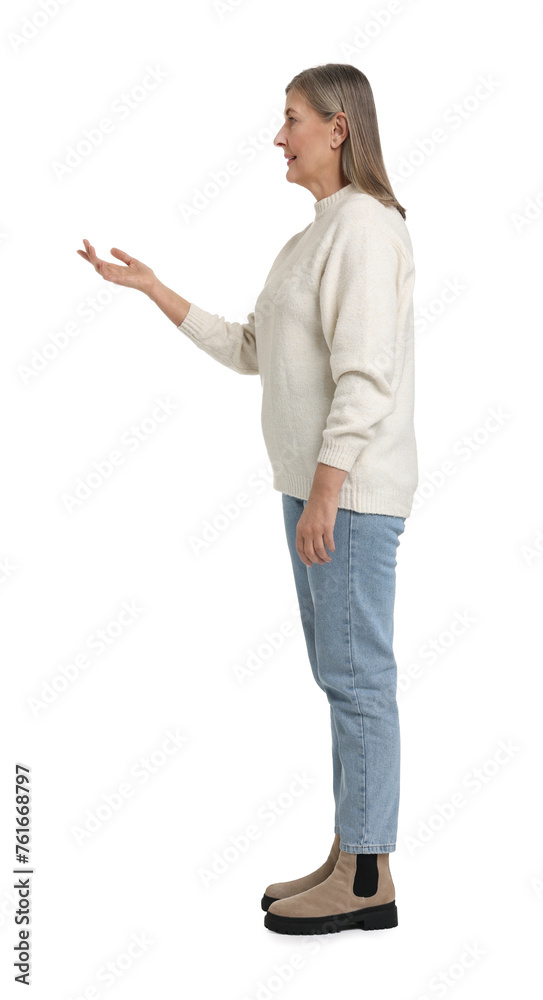 Full length portrait of senior woman on white background Full length portrait of senior woman on white background