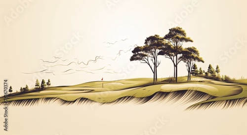 a drawing of a golf course
