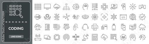 Set of Coding line icons. Collection of coding, programming icon EPS10 - Stock Vector
